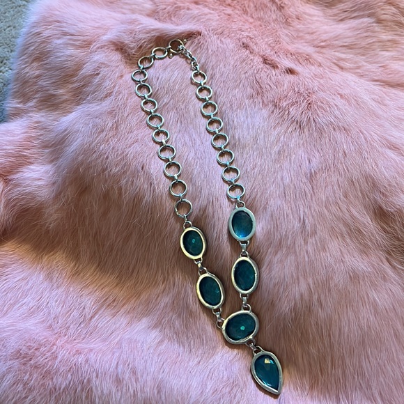 Bling Large Blue Stone Costume Jewelry Statement Necklace. - Picture 4 of 6